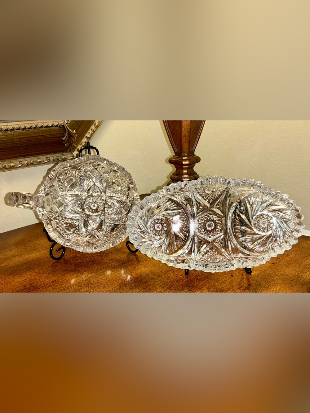 Antique Elegant EAPG Imperial Glass Nappy Dish and Celery Boat